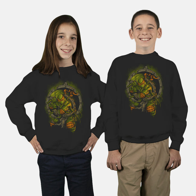 Turtle Titan-youth crew neck sweatshirt-coldfireink