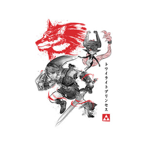 Twilight Wolf Sumi-e
