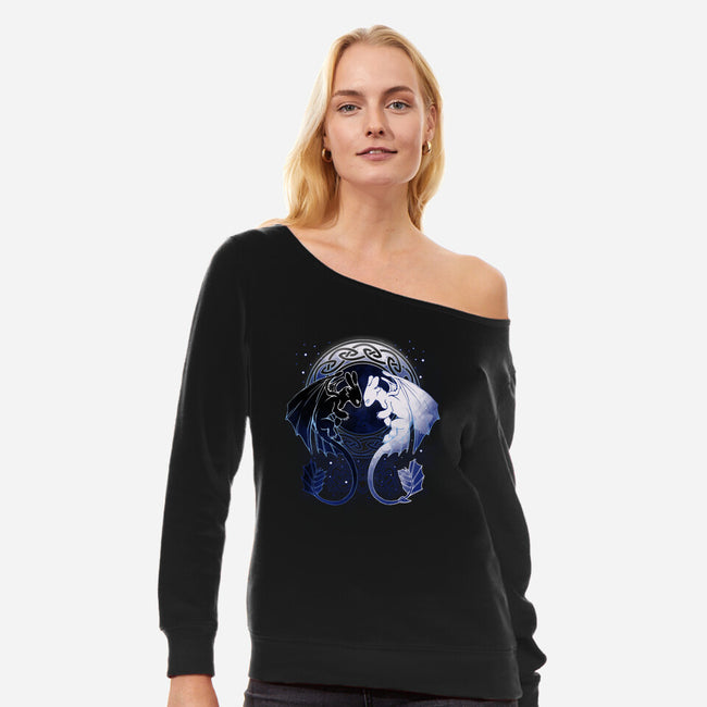 Two Dragons-womens off shoulder sweatshirt-xMorfina