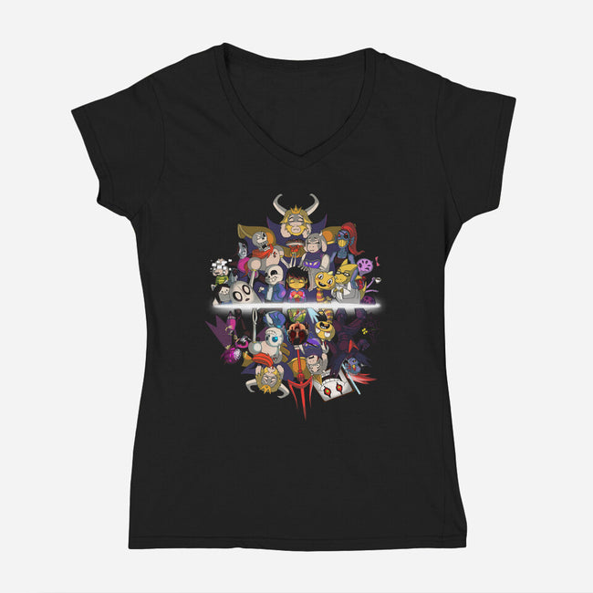 Two Routes-womens v-neck tee-Daeron