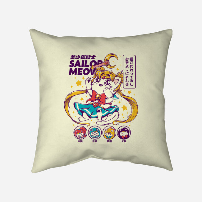 Sailor Meow-none removable cover w insert throw pillow-ilustrata