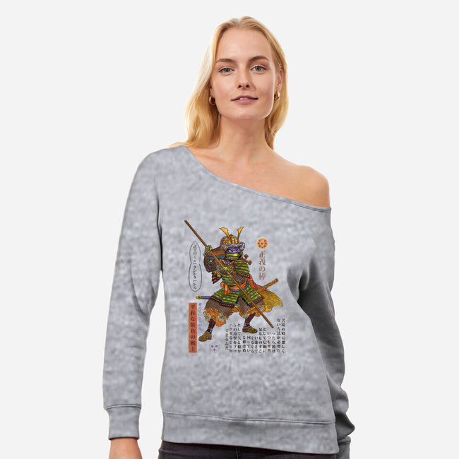 Samurai Donatello-womens off shoulder sweatshirt-ChetArt