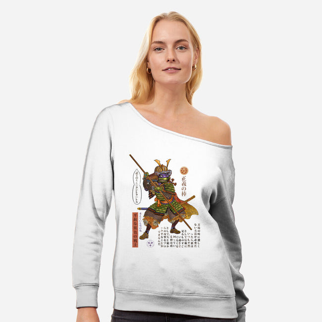 Samurai Donatello-womens off shoulder sweatshirt-ChetArt