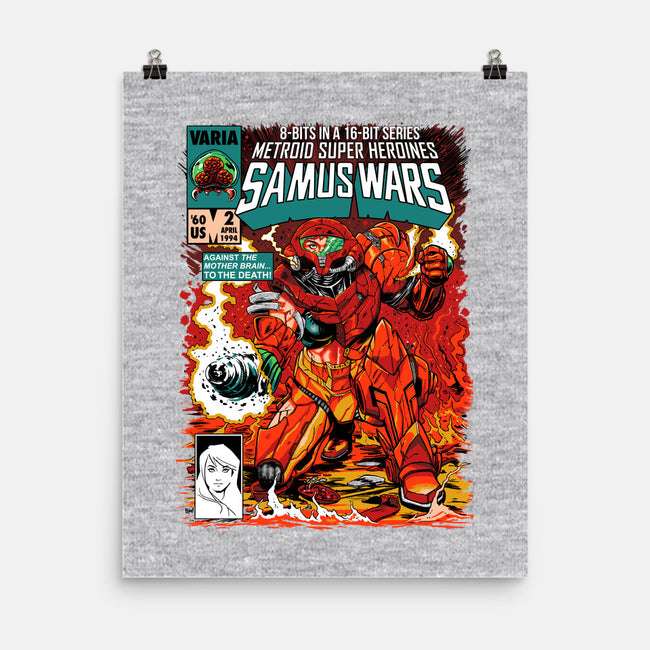 Samus Wars-none matte poster-ninjaink