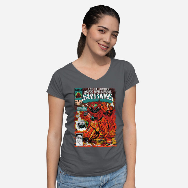 Samus Wars-womens v-neck tee-ninjaink