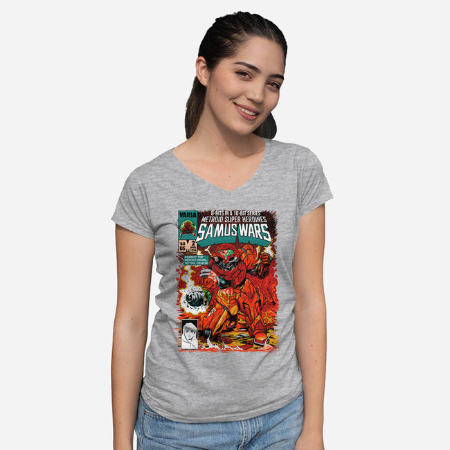 Samus Wars-womens v-neck tee-ninjaink