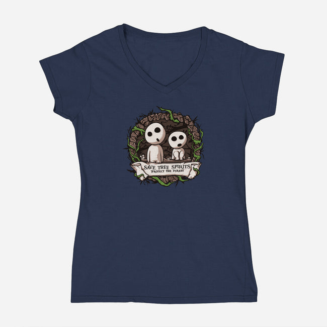 Save The Tree Spirits-womens v-neck tee-ducfrench