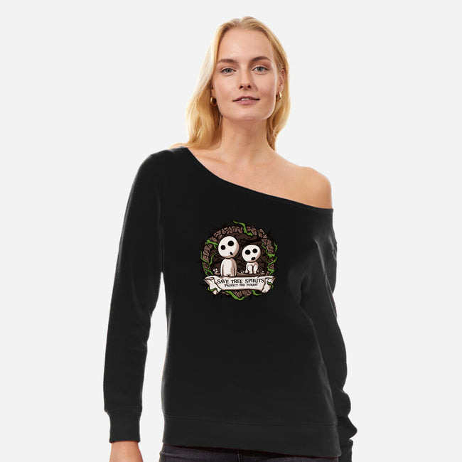 Save The Tree Spirits-womens off shoulder sweatshirt-ducfrench