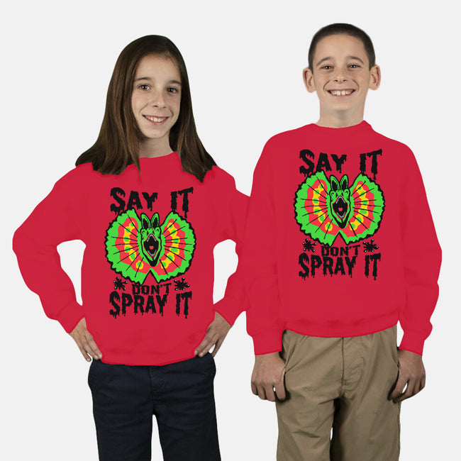 Say It Don't Spray It-youth crew neck sweatshirt-Tabners
