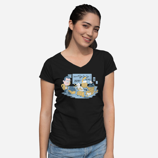 Schrodinger's Cats are Doing It Wrong-womens v-neck tee-queenmob