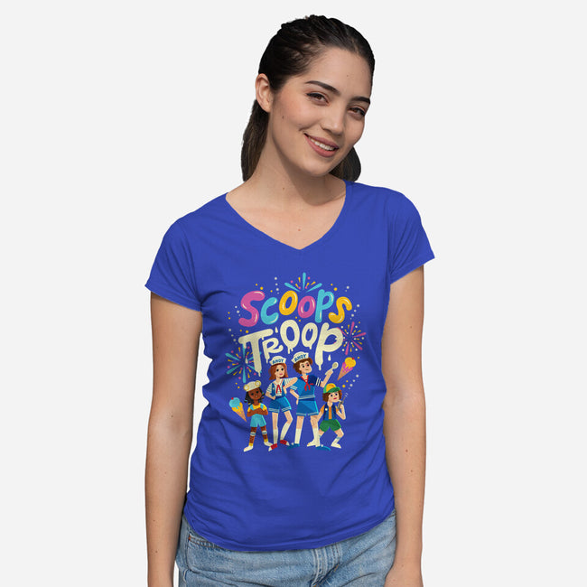 Scoops Troop-womens v-neck tee-risarodil
