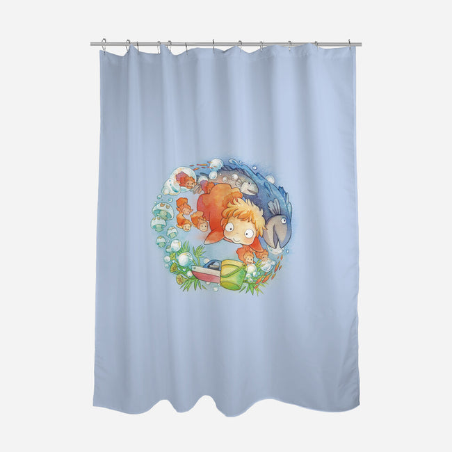 Sea Sisters-none polyester shower curtain-littlebird.bigwolf