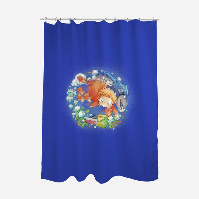 Sea Sisters-none polyester shower curtain-littlebird.bigwolf