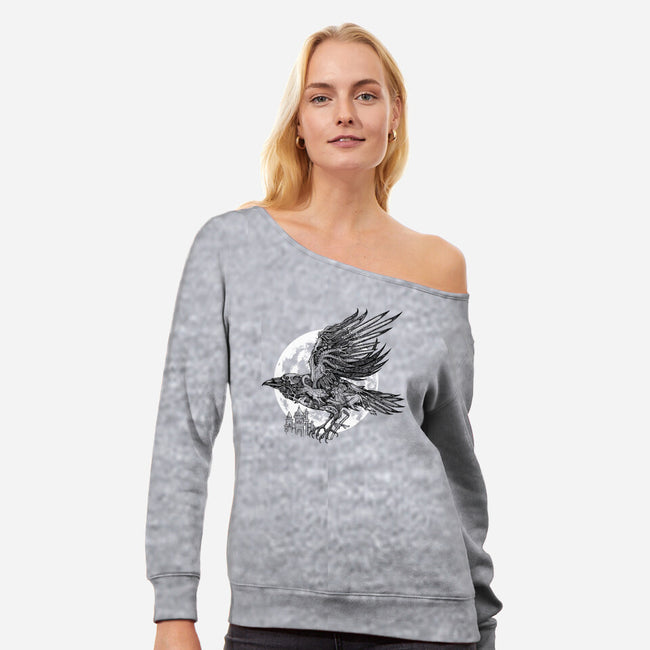Send a Raven-womens off shoulder sweatshirt-Jonito