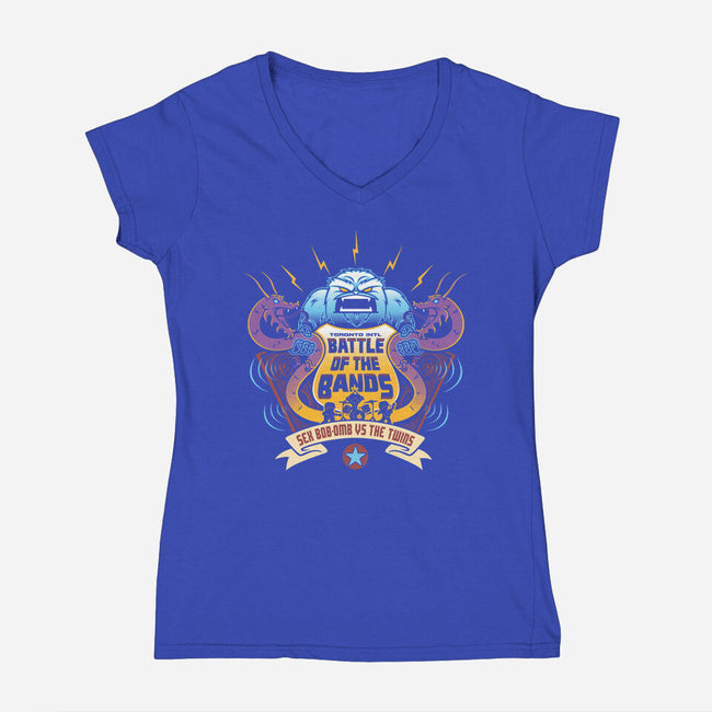 Sex Bob-Omb VS The Twins-womens v-neck tee-Bamboota