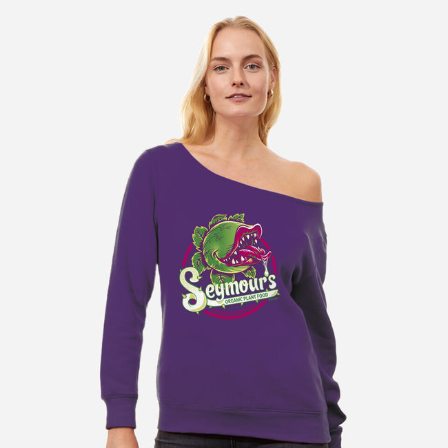 Seymour's Organic Plant Food-womens off shoulder sweatshirt-Nemons