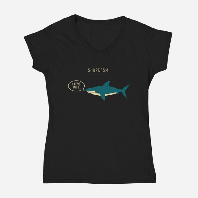 Sharkasm-womens v-neck tee-Teo Zed