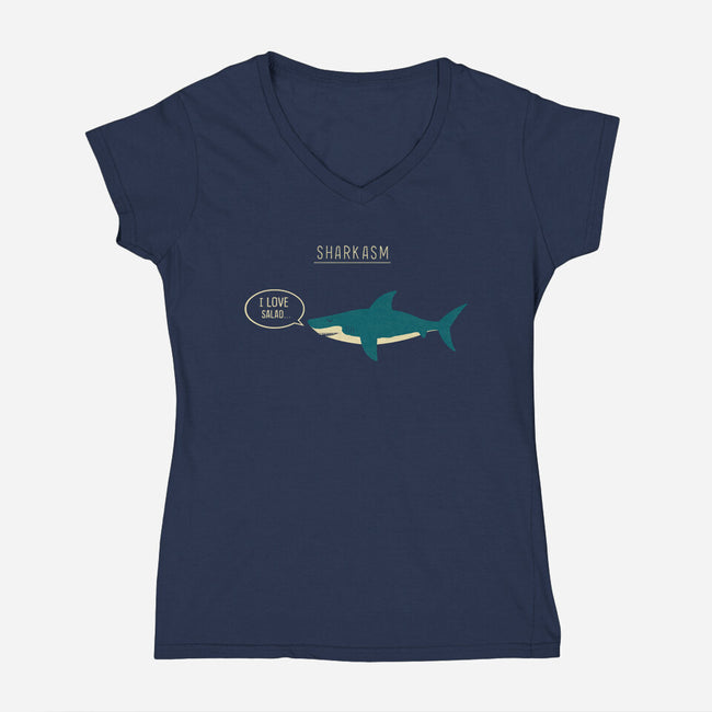 Sharkasm-womens v-neck tee-Teo Zed