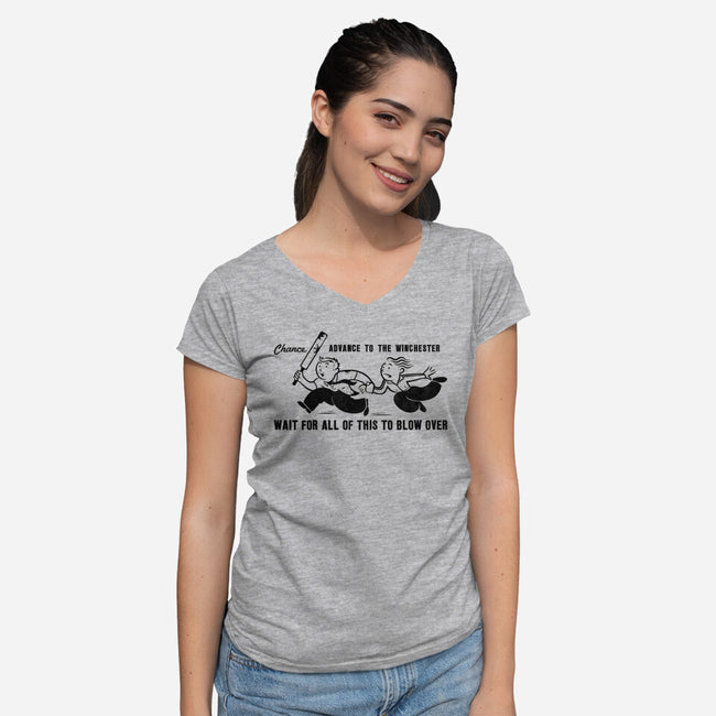 Shaun's Last Chance-womens v-neck tee-stationjack