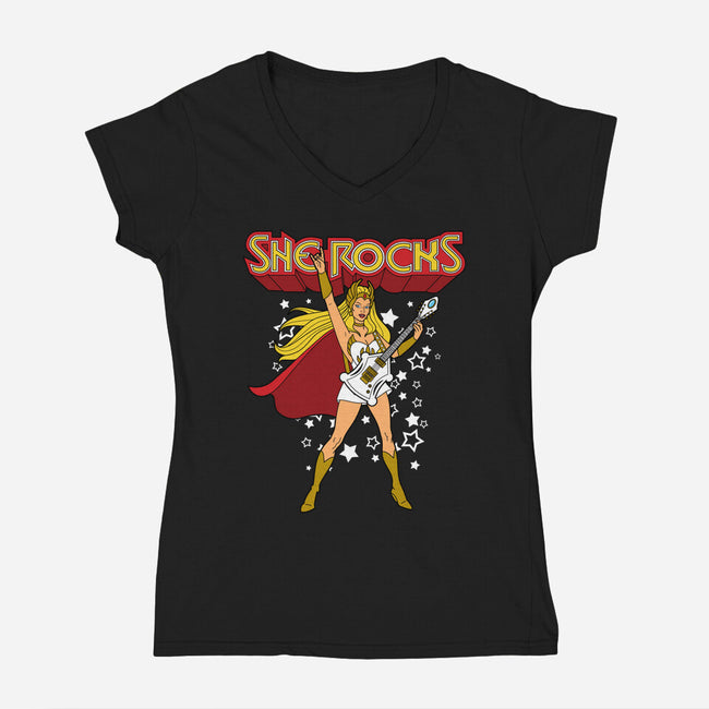 She Rocks-womens v-neck tee-Boggs Nicolas