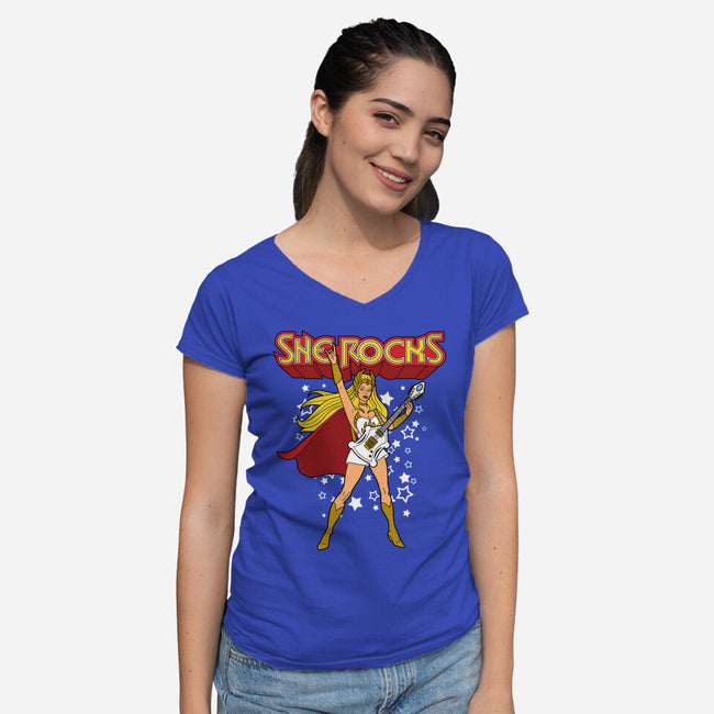 She Rocks-womens v-neck tee-Boggs Nicolas