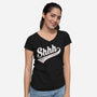 Shhh, Nobody Cares-womens v-neck tee-mannypdesign