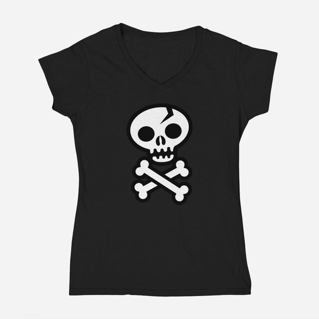 Skull and Crossbones-womens v-neck tee-wotto