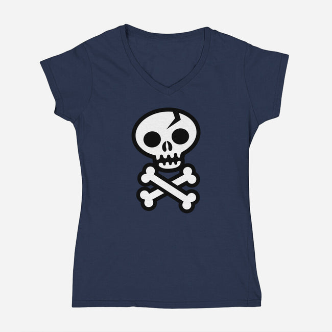 Skull and Crossbones-womens v-neck tee-wotto