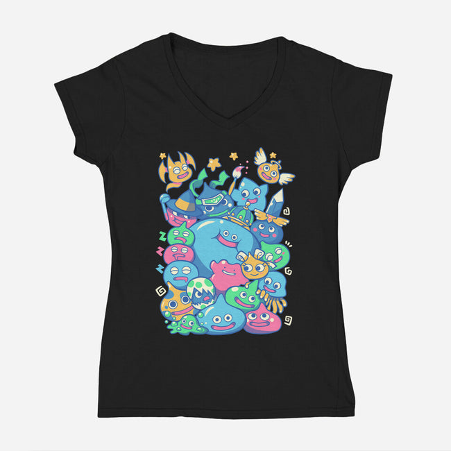 Slime Party-womens v-neck tee-TechraNova