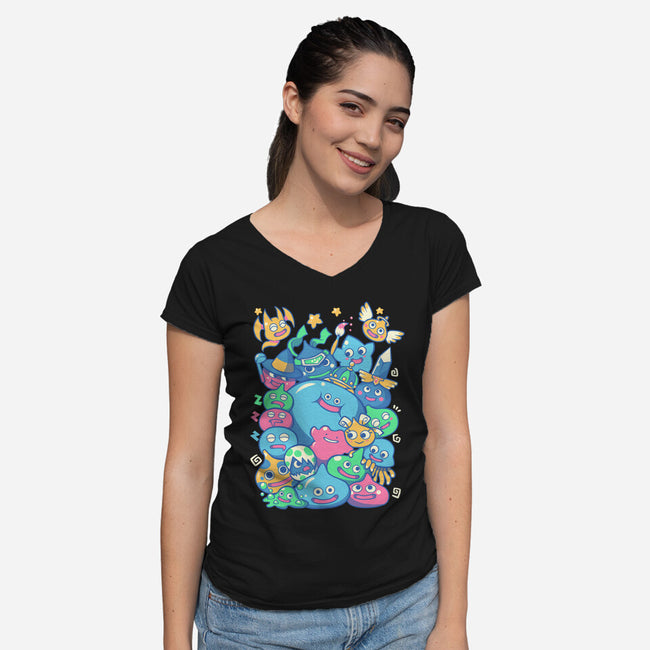 Slime Party-womens v-neck tee-TechraNova