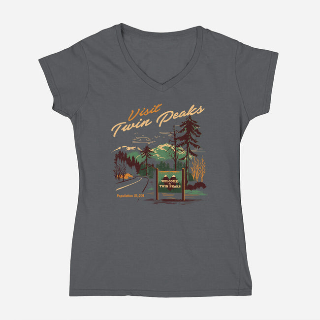Small Town Travel-womens v-neck tee-Steven Rhodes