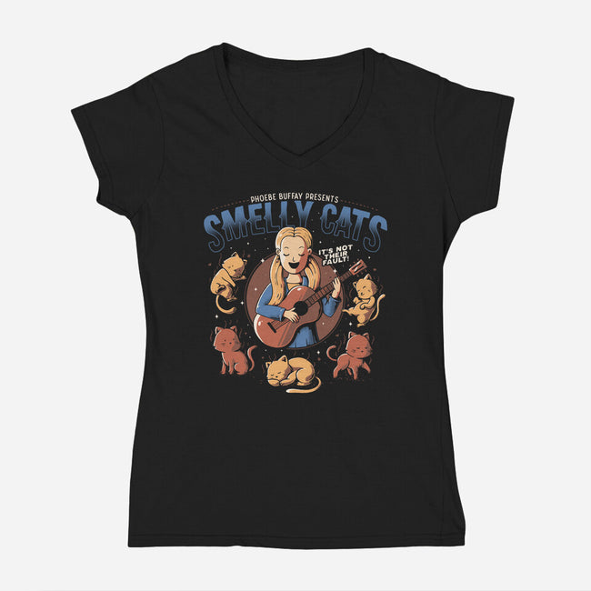 Smelly Cats-womens v-neck tee-eduely