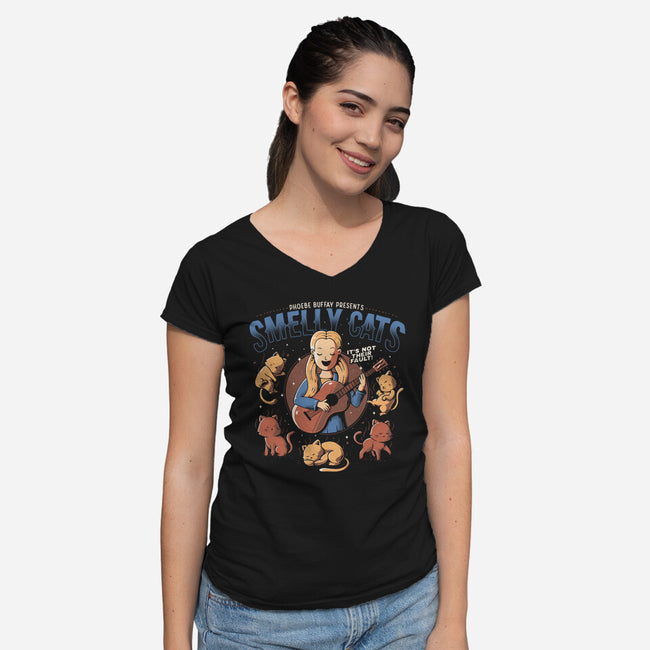 Smelly Cats-womens v-neck tee-eduely