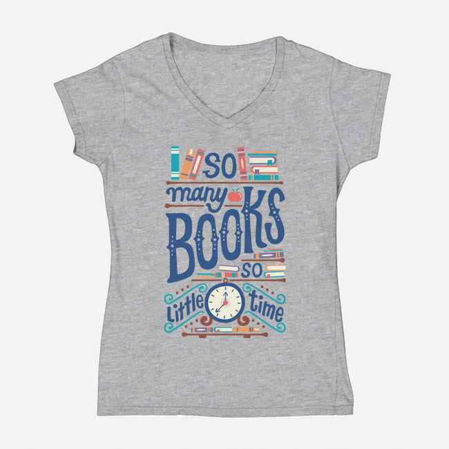 So Many Books-womens v-neck tee-risarodil