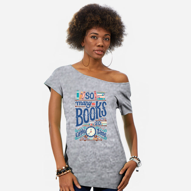 So Many Books-womens off shoulder tee-risarodil