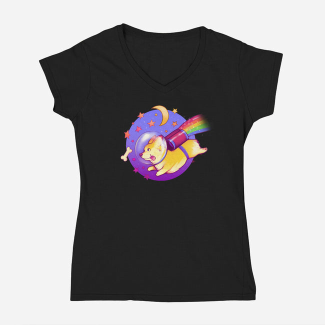 Space Corgi-womens v-neck tee-MeganLara