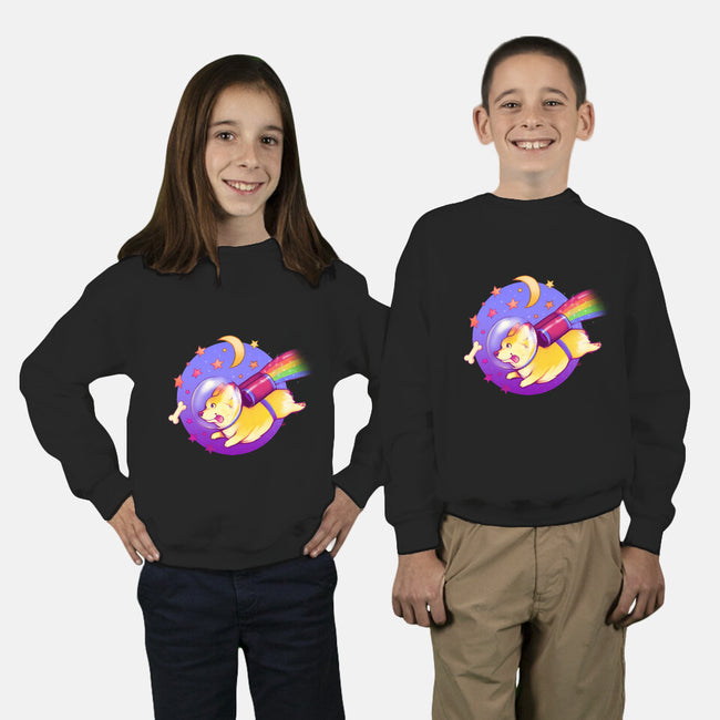 Space Corgi-youth crew neck sweatshirt-MeganLara