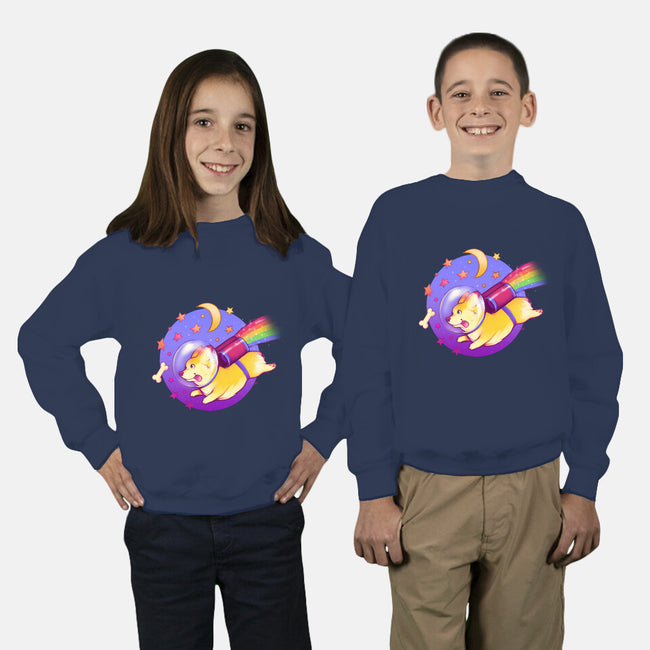 Space Corgi-youth crew neck sweatshirt-MeganLara