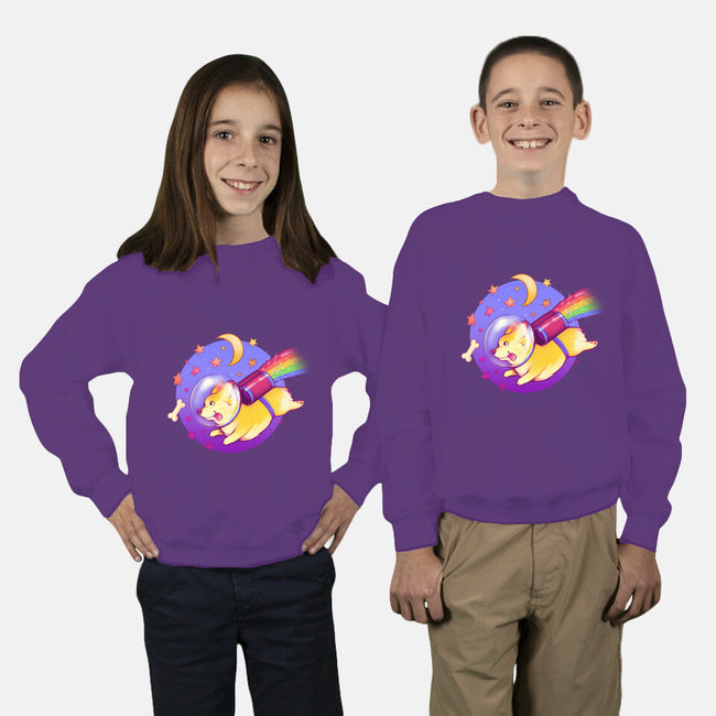 Space Corgi-youth crew neck sweatshirt-MeganLara