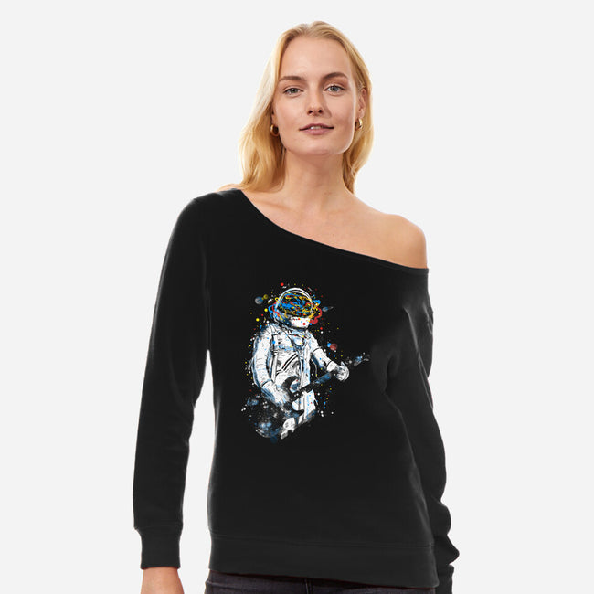 Space Guitar-womens off shoulder sweatshirt-kharmazero