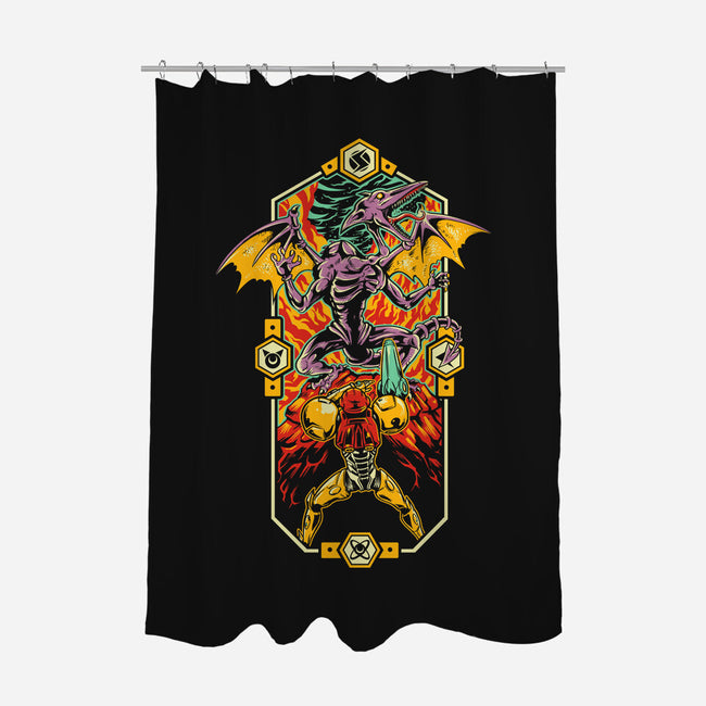 Space Pirate Showdown-none polyester shower curtain-Melee_Ninja