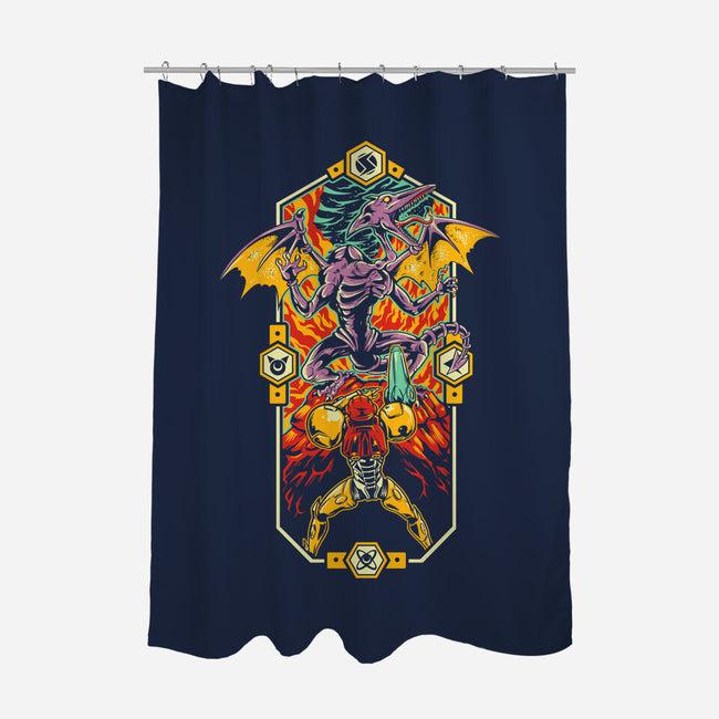 Space Pirate Showdown-none polyester shower curtain-Melee_Ninja