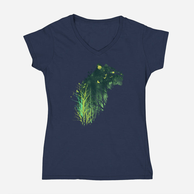 Space Tiger-womens v-neck tee-dandingeroz