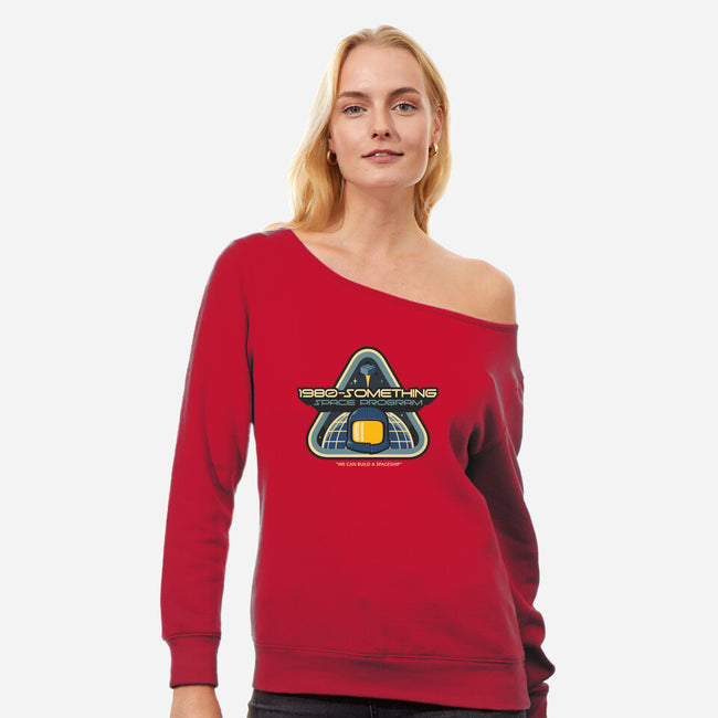 SPACESHIP!-womens off shoulder sweatshirt-chocopants