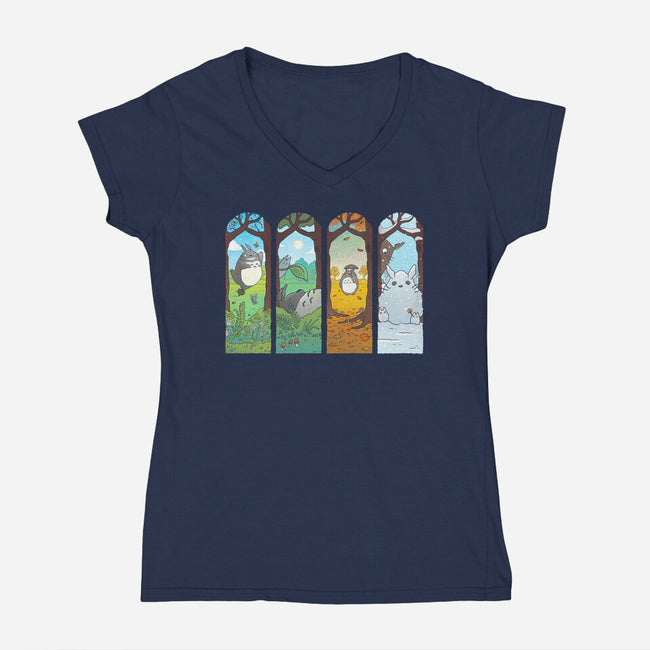 Spirit of the Seasons-womens v-neck tee-queenmob