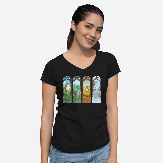 Spirit of the Seasons-womens v-neck tee-queenmob