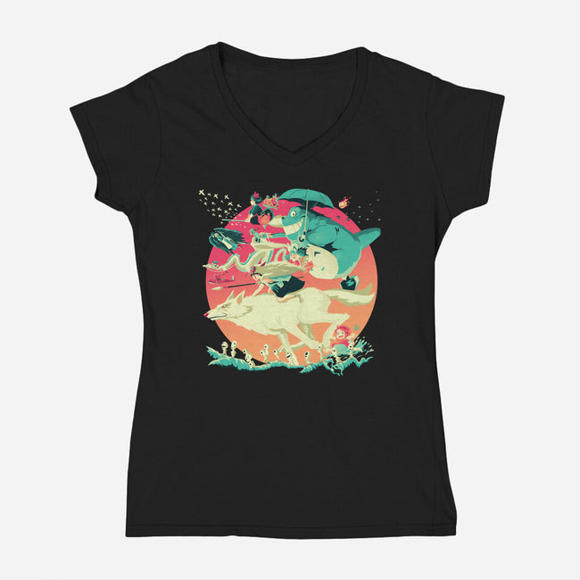 Spirited Race-womens v-neck tee-El Black Bat