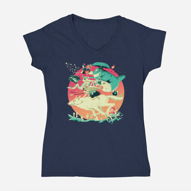 Spirited Race-womens v-neck tee-El Black Bat