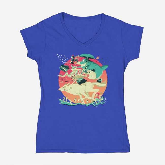 Spirited Race-womens v-neck tee-El Black Bat