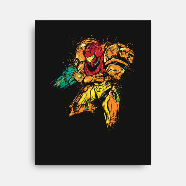 Splattered Bounty Hunter-none stretched canvas-DrMonekers